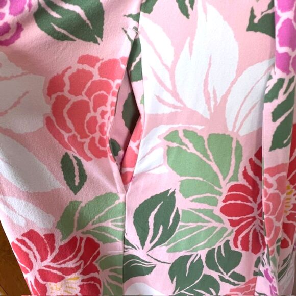 CUDDL DUDS PINK FLORAL KNIT MAXI DRESS PETITE SIZE LARGE with POCKETS - Picture 9 of 11